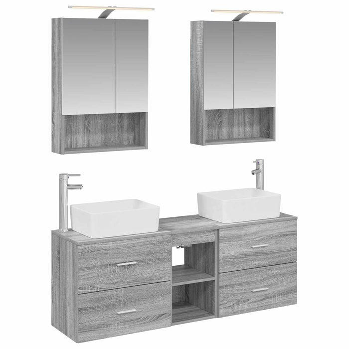 Set de mobilier pentru baie 5 pcs Sonoma gri WALTI