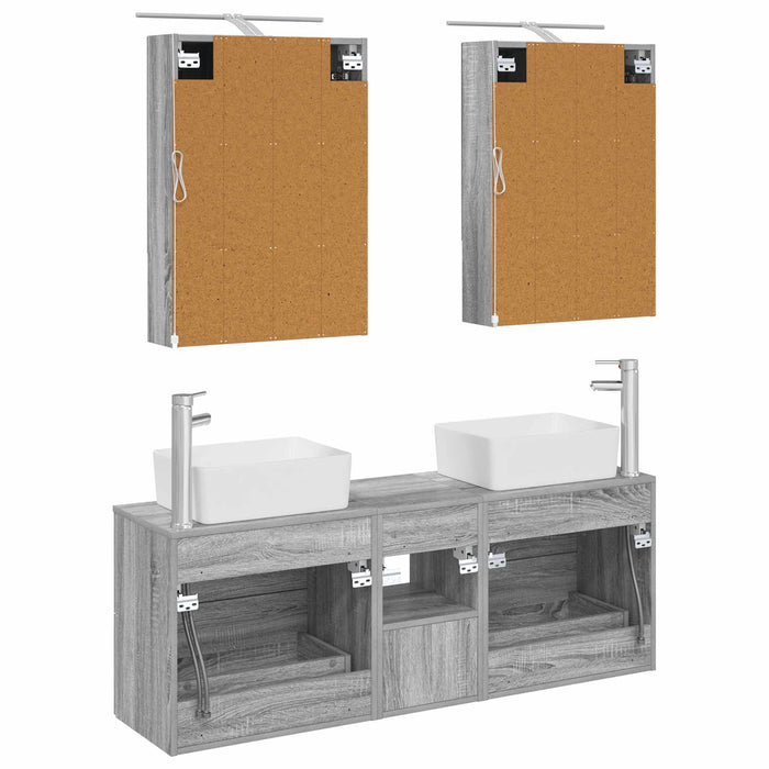 Set de mobilier pentru baie 5 pcs Sonoma gri WALTI