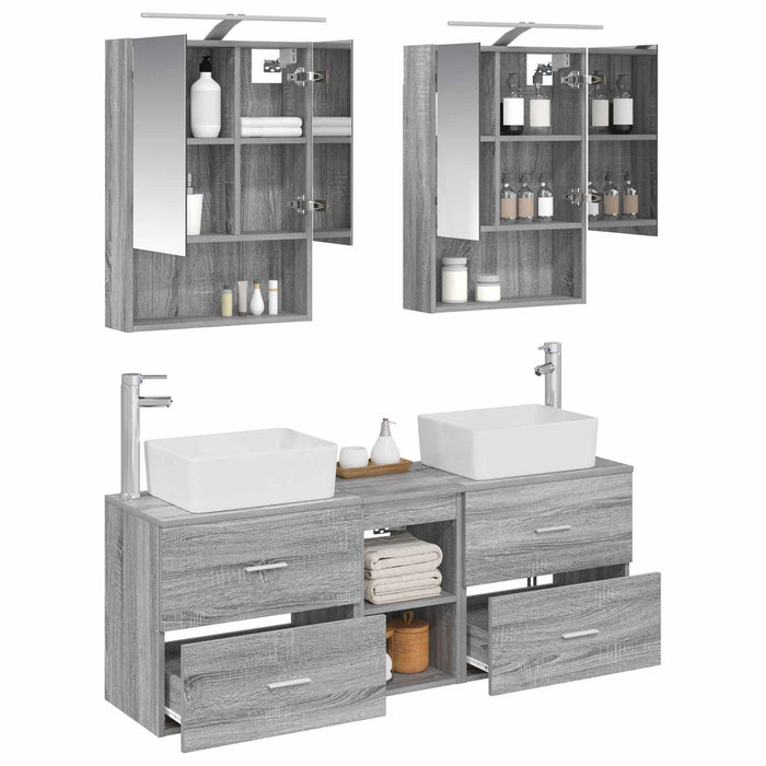 Set de mobilier pentru baie 5 pcs Sonoma gri WALTI