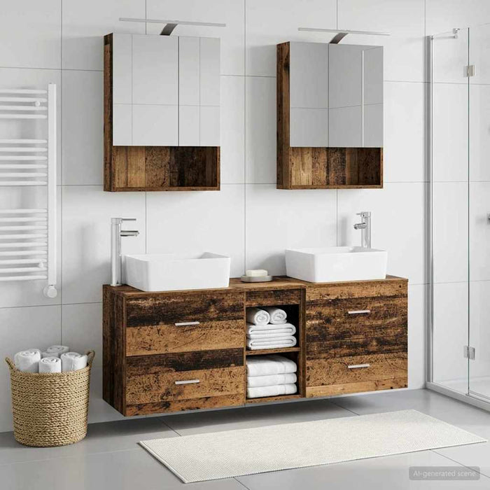 Set de mobilier pentru baie 5 pcs Lemn vechi WALTI