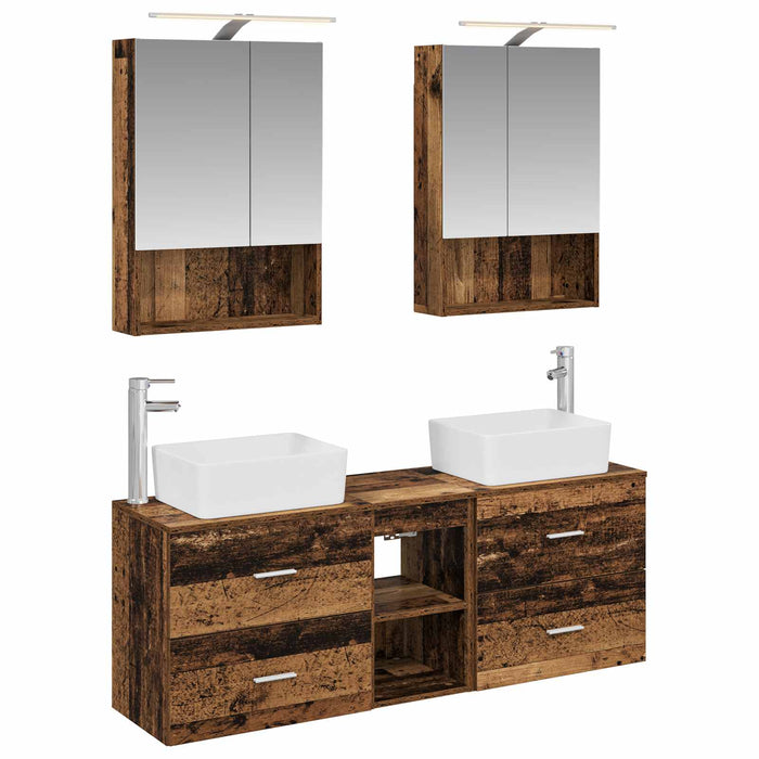 Set de mobilier pentru baie 5 pcs Lemn vechi WALTI