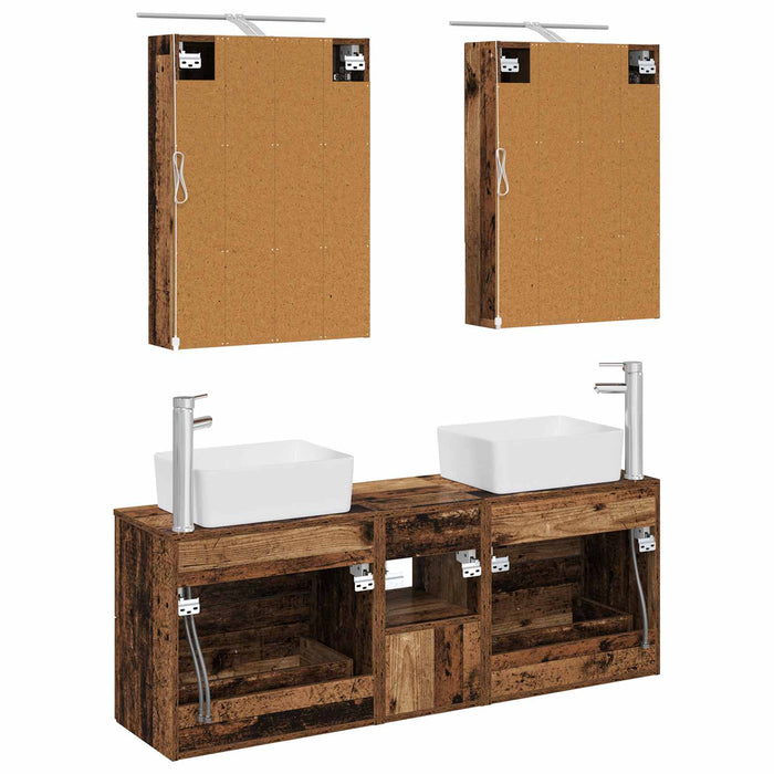 Set de mobilier pentru baie 5 pcs Lemn vechi WALTI