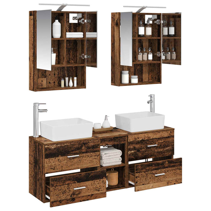 Set de mobilier pentru baie 5 pcs Lemn vechi WALTI