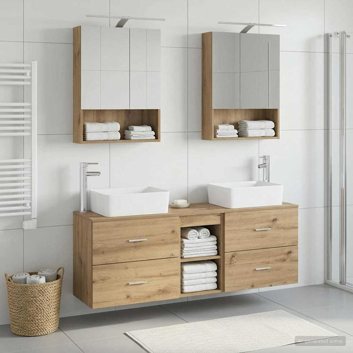 Set de mobilier pentru baie 5 buc. Stejar Artizanal WALTI