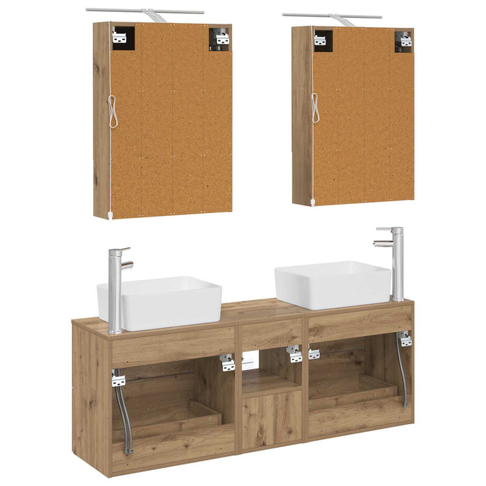 Set de mobilier pentru baie 5 pcs Stejar Artizanal WALTI