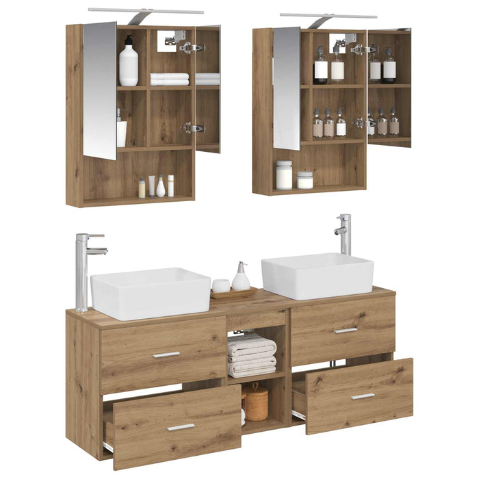 Set de mobilier pentru baie 5 pcs Stejar Artizanal WALTI
