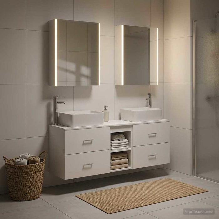 Set de mobilier pentru baie 5 buc. Alb Lemn prelucrat și sticlă WALTI