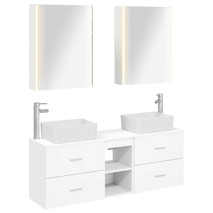 Set de mobilier pentru baie 5 pcs Alb Lemn prelucrat și sticlă WALTI