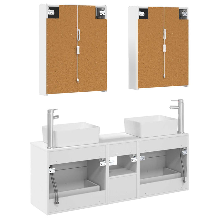 Set de mobilier pentru baie 5 pcs Alb Lemn prelucrat și sticlă WALTI