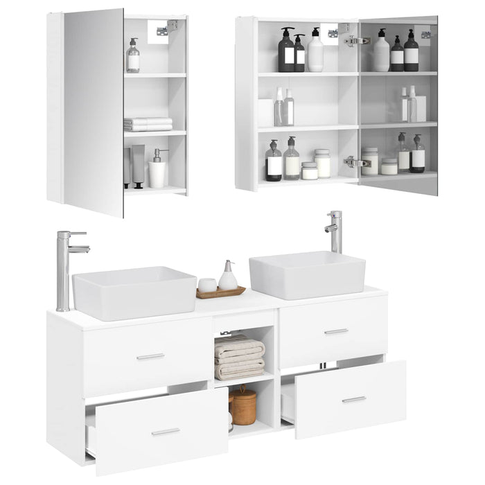 Set de mobilier pentru baie 5 pcs Alb Lemn prelucrat și sticlă WALTI