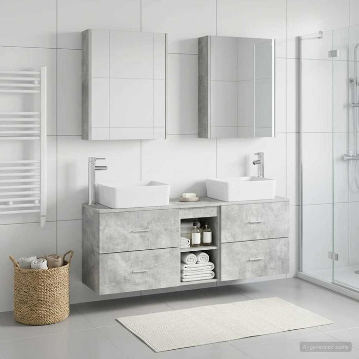 Set de mobilier pentru baie 5 buc. Gri Beton WALTI