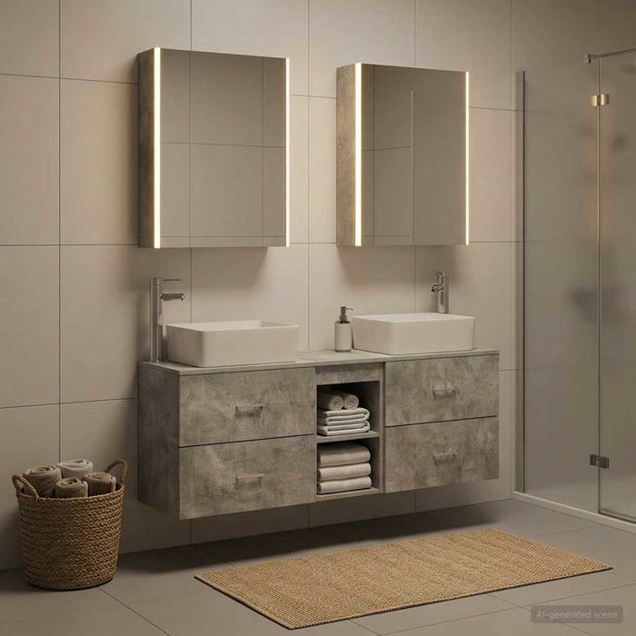 Set de mobilier pentru baie 5 buc. Gri Beton WALTI