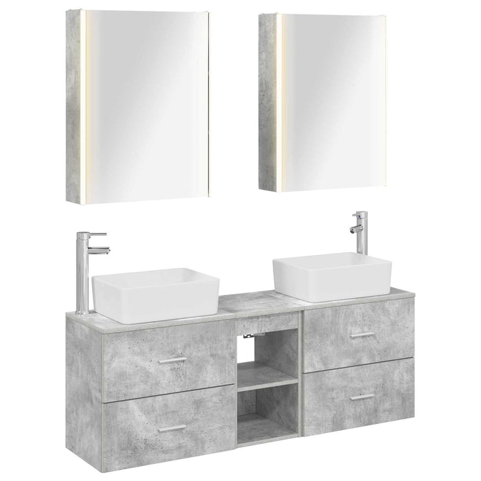 Set de mobilier pentru baie 5 pcs Gri Beton WALTI
