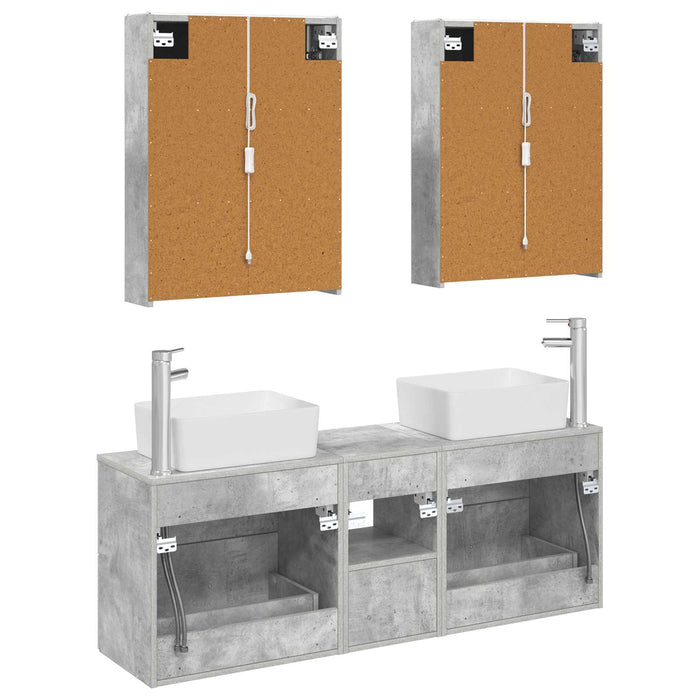 Set de mobilier pentru baie 5 pcs Gri Beton WALTI