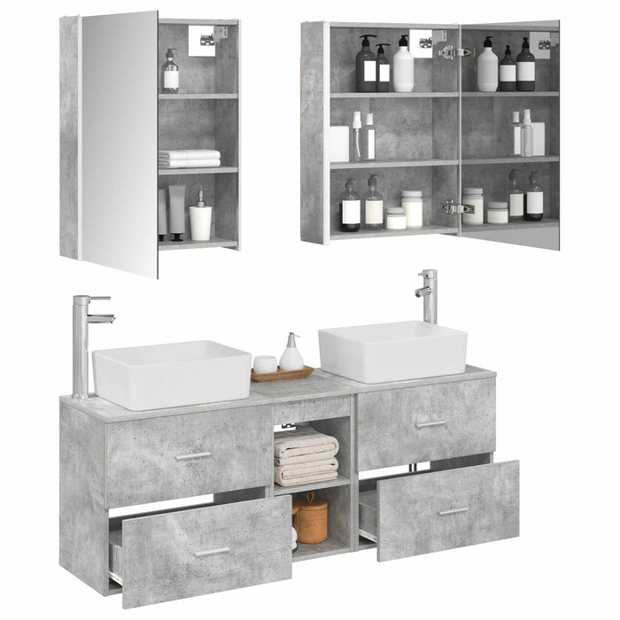 Set de mobilier pentru baie 5 pcs Gri Beton WALTI