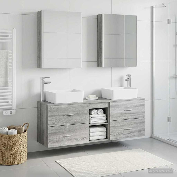 Set de mobilier pentru baie 5 buc. Sonoma gri WALTI