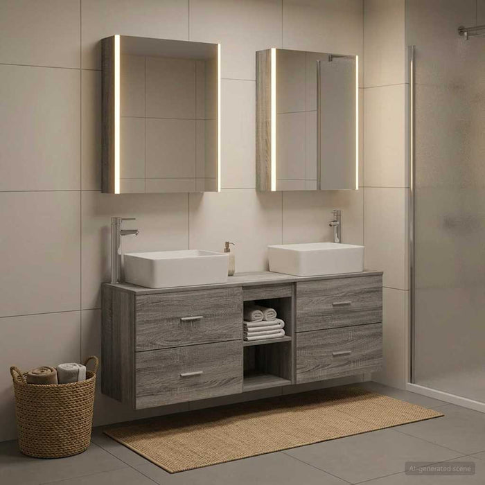 Set de mobilier pentru baie 5 buc. Sonoma gri WALTI