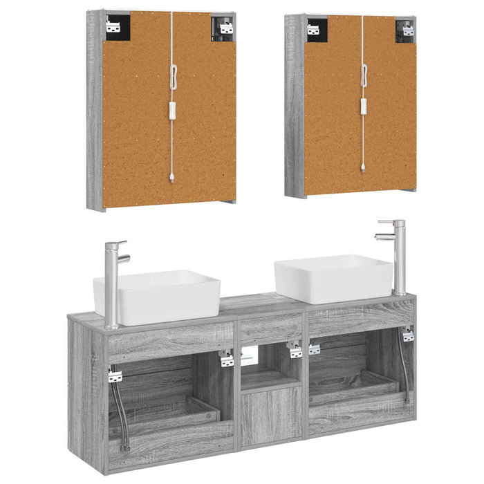 Set de mobilier pentru baie 5 pcs Sonoma gri WALTI