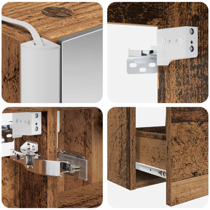 Set de mobilier pentru baie 5 pcs Lemn vechi WALTI