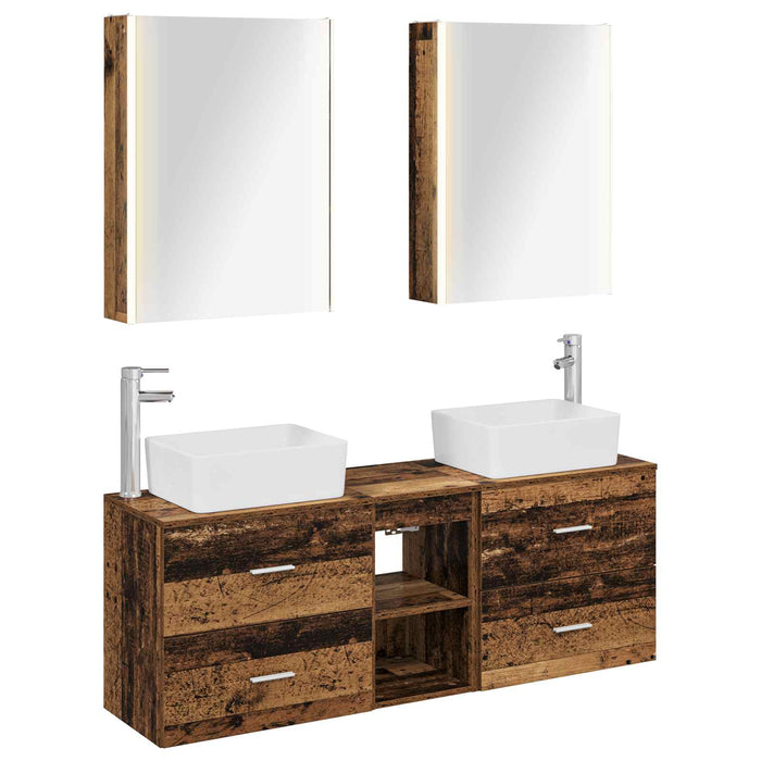 Set de mobilier pentru baie 5 pcs Lemn vechi WALTI