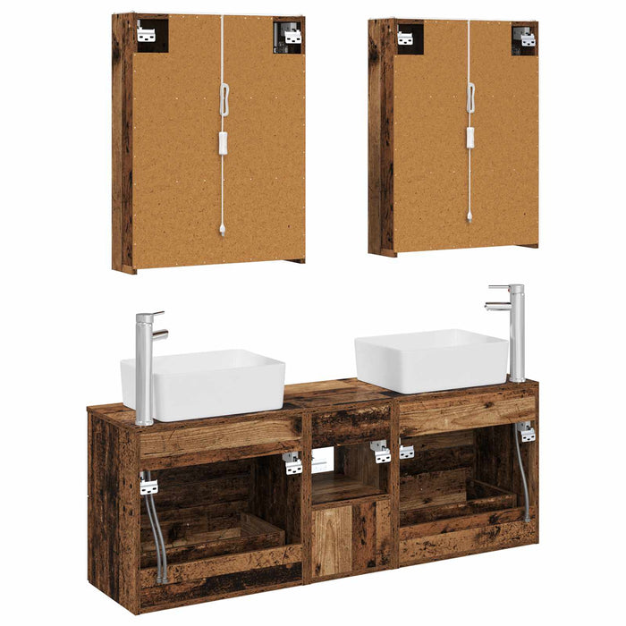 Set de mobilier pentru baie 5 pcs Lemn vechi WALTI