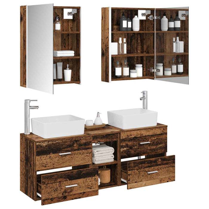 Set de mobilier pentru baie 5 pcs Lemn vechi WALTI
