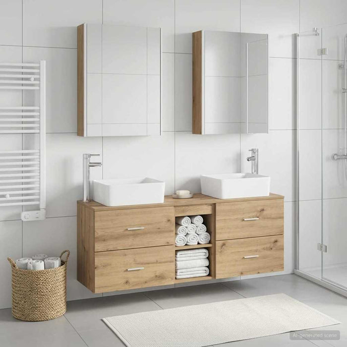 Set de mobilier pentru baie 5 buc. Stejar Artizanal WALTI