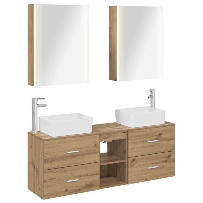Set de mobilier pentru baie 5 pcs Stejar Artizanal WALTI