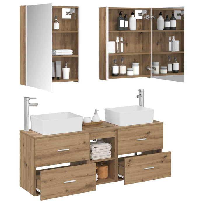 Set de mobilier pentru baie 5 pcs Stejar Artizanal WALTI