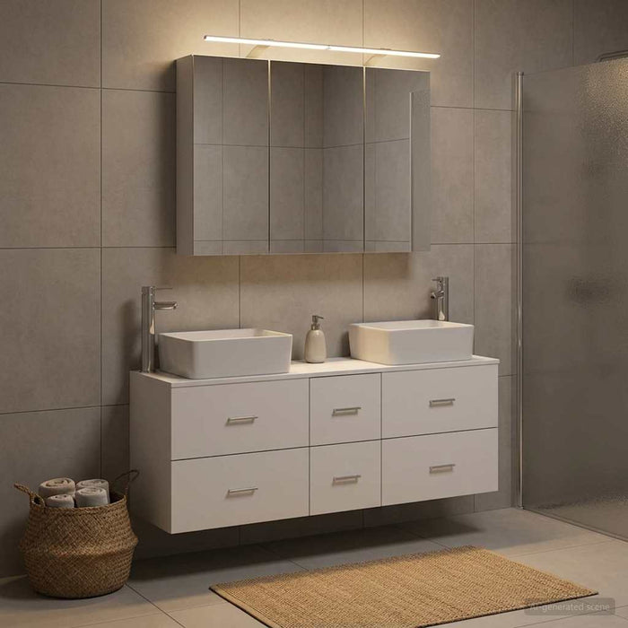 Set de mobilier pentru baie 4 buc. Alb Lemn prelucrat și sticlă WALTI