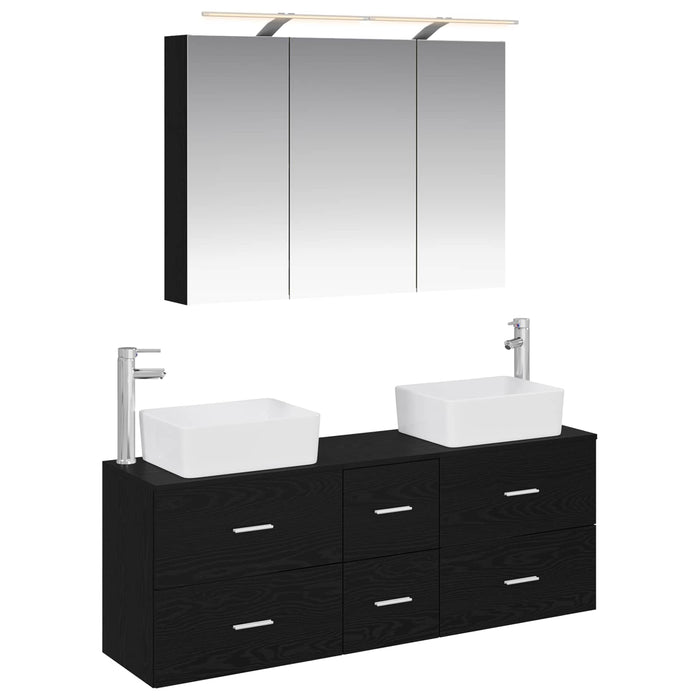 Set de mobilier pentru baie 4 pcs Stejar Negru WALTI