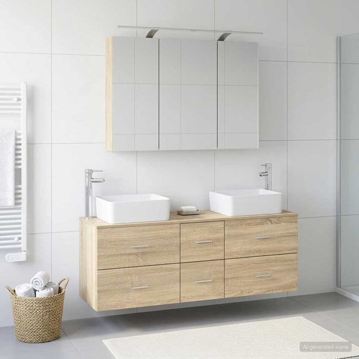 Set de mobilier pentru baie 4 pcs Stejar Sonoma WALTI