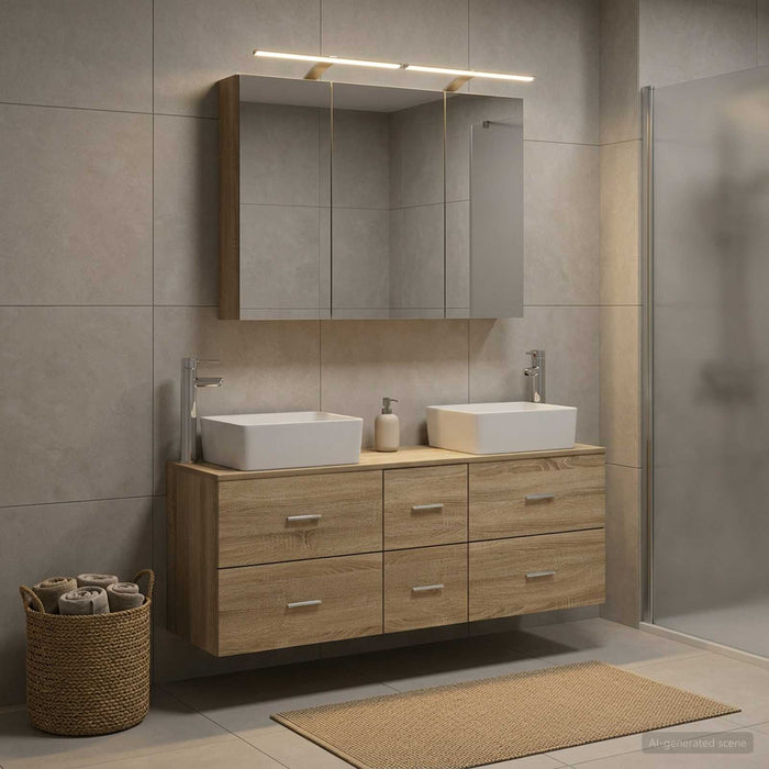 Set de mobilier pentru baie 4 buc. Stejar Sonoma - WALTI WALTI