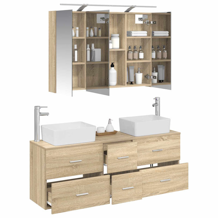 Set de mobilier pentru baie 4 pcs Stejar Sonoma WALTI