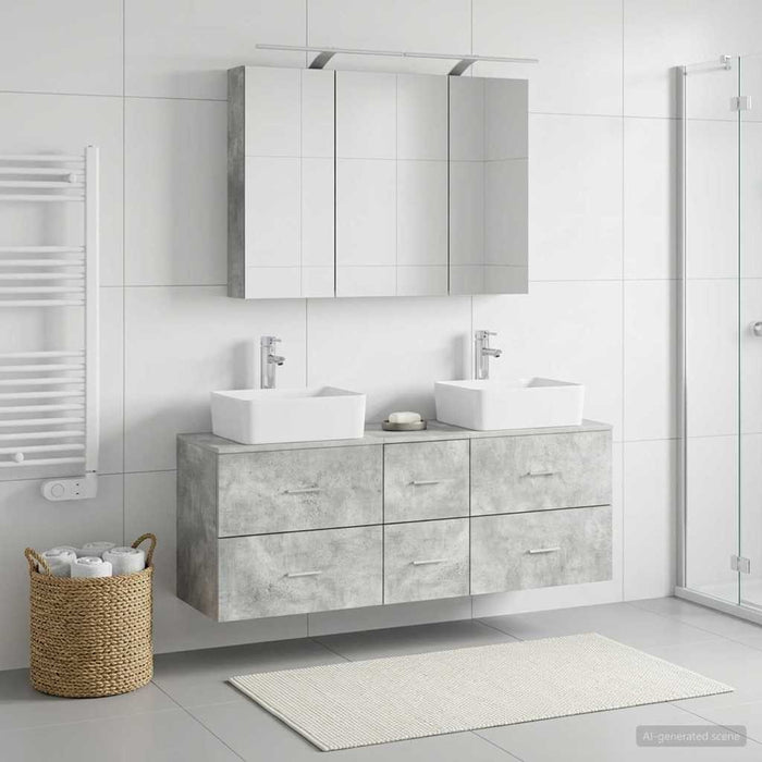 Set de mobilier pentru baie 4 pcs Gri Beton WALTI