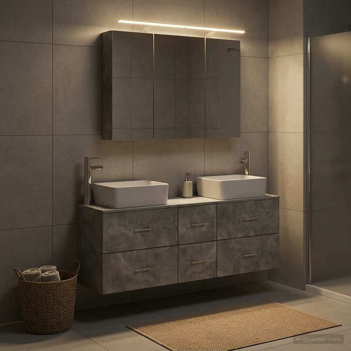 Set de mobilier pentru baie 4 pcs Gri Beton WALTI