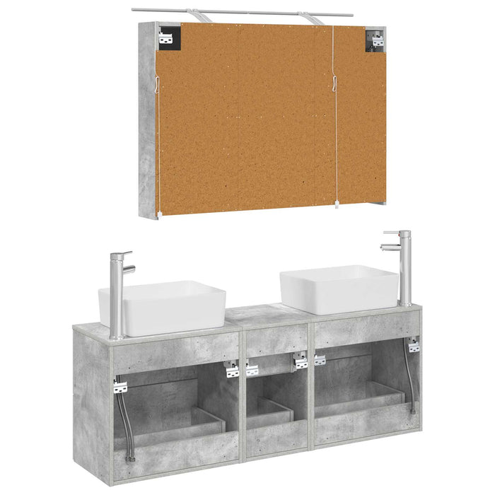 Set de mobilier pentru baie 4 pcs Gri Beton WALTI