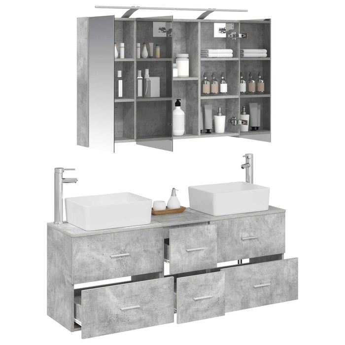 Set de mobilier pentru baie 4 pcs Gri Beton WALTI