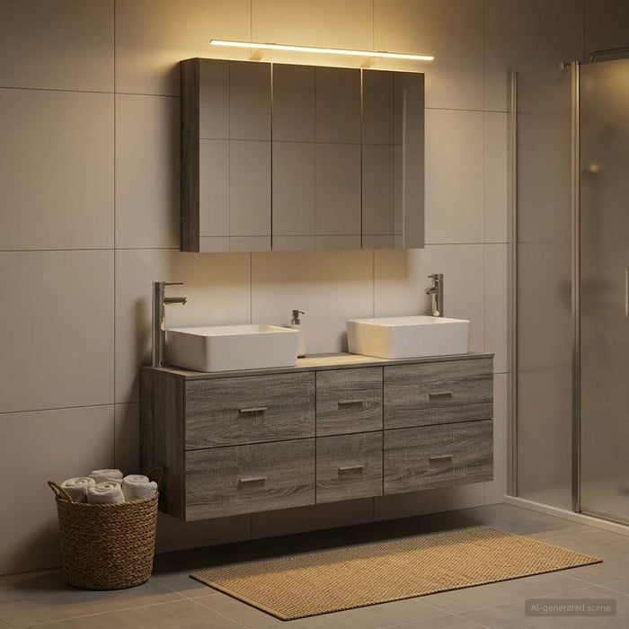 Set de mobilier pentru baie 4 pcs Sonoma gri WALTI