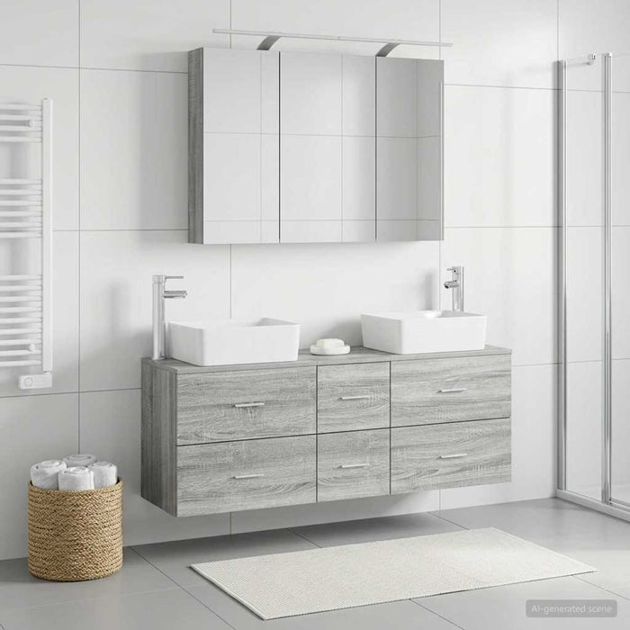 Set de mobilier pentru baie 4 pcs Sonoma gri WALTI