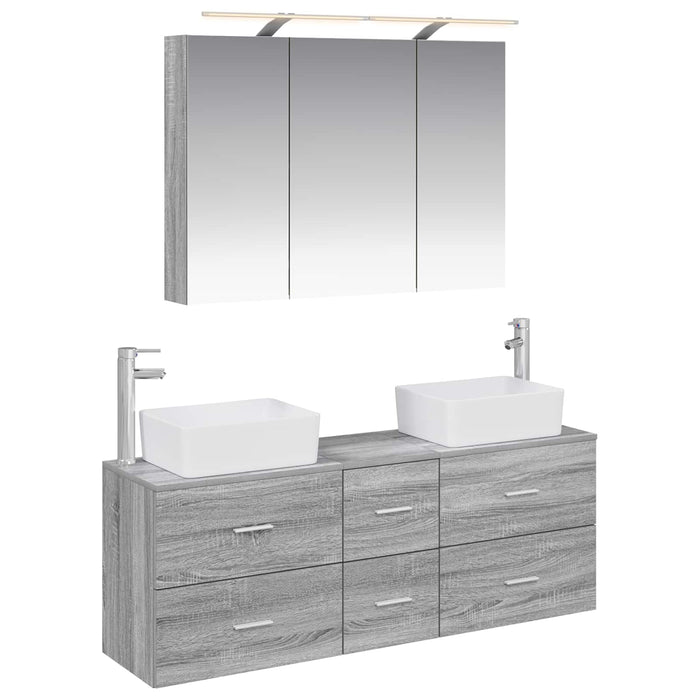 Set de mobilier pentru baie 4 pcs Sonoma gri WALTI
