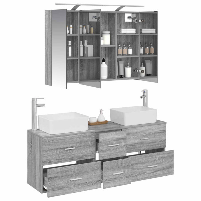 Set de mobilier pentru baie 4 pcs Sonoma gri WALTI