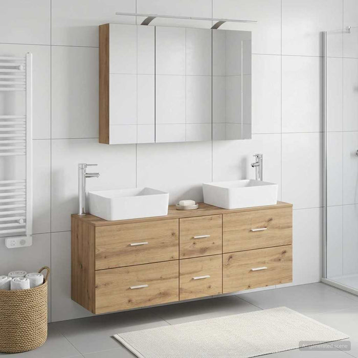 Set de mobilier pentru baie 4 pcs Stejar Artizanal WALTI