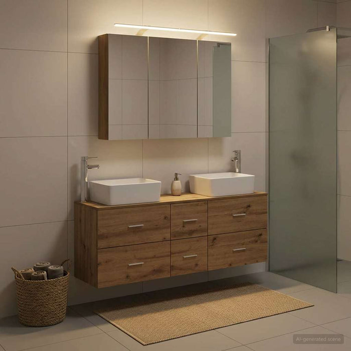 Set de mobilier pentru baie 4 buc. Stejar Artizanal WALTI