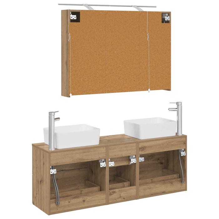 Set de mobilier pentru baie 4 pcs Stejar Artizanal WALTI