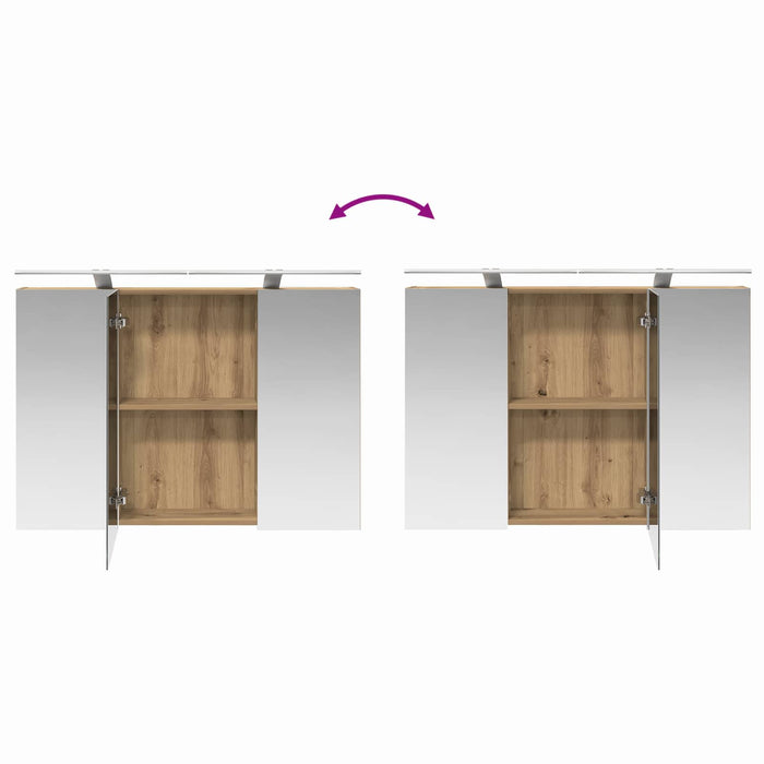 Set de mobilier pentru baie 4 pcs Stejar Artizanal WALTI