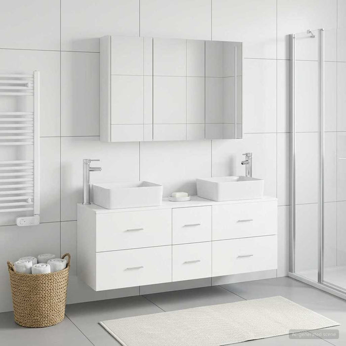 Set de mobilier pentru baie 4 buc. Alb Lemn prelucrat și sticlă WALTI