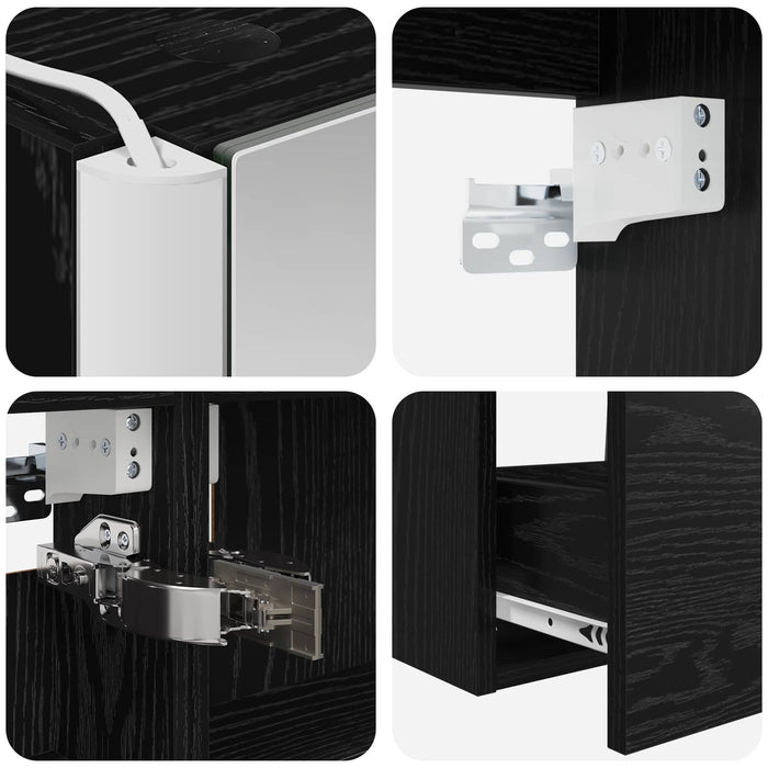 Set de mobilier pentru baie 4 pcs Stejar Negru WALTI
