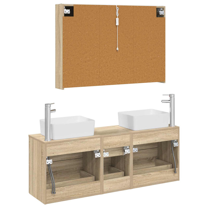 Set de mobilier pentru baie 4 pcs Stejar Sonoma WALTI