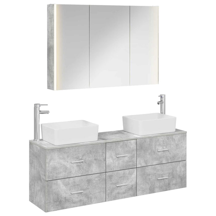 Set de mobilier pentru baie 4 pcs Gri Beton WALTI